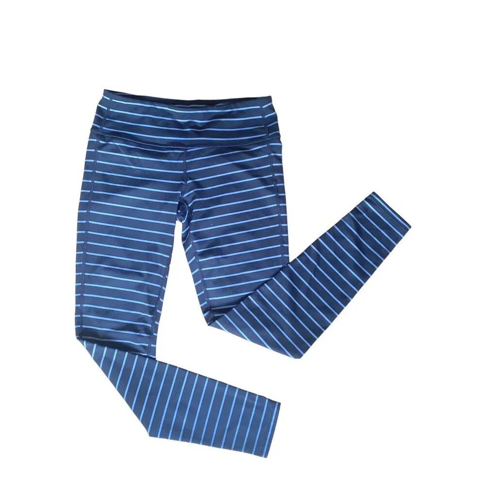 Athleta Leggings S Chaturanga Stripe Tight Black Gray Full Ankle 27" Yoga - Picture 4 of 10